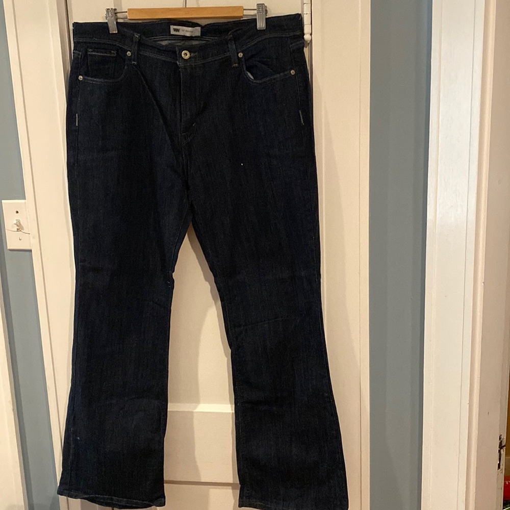 Levi’s woman’s jeans size 16 boot cut. Stylish and dark color!